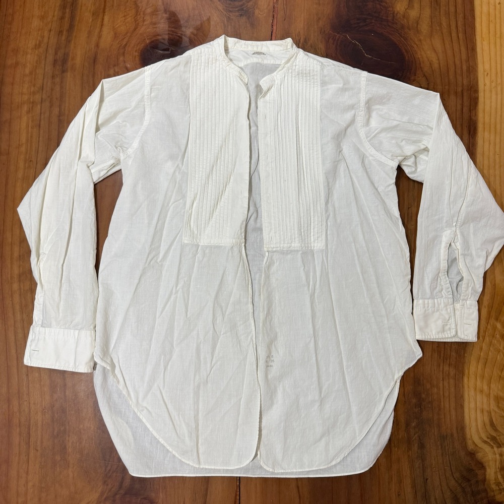 Vintage Antique Arrow Shirt Mens Edwardian 16 35 Pintuck Cotton 1900s Tuxedo K15